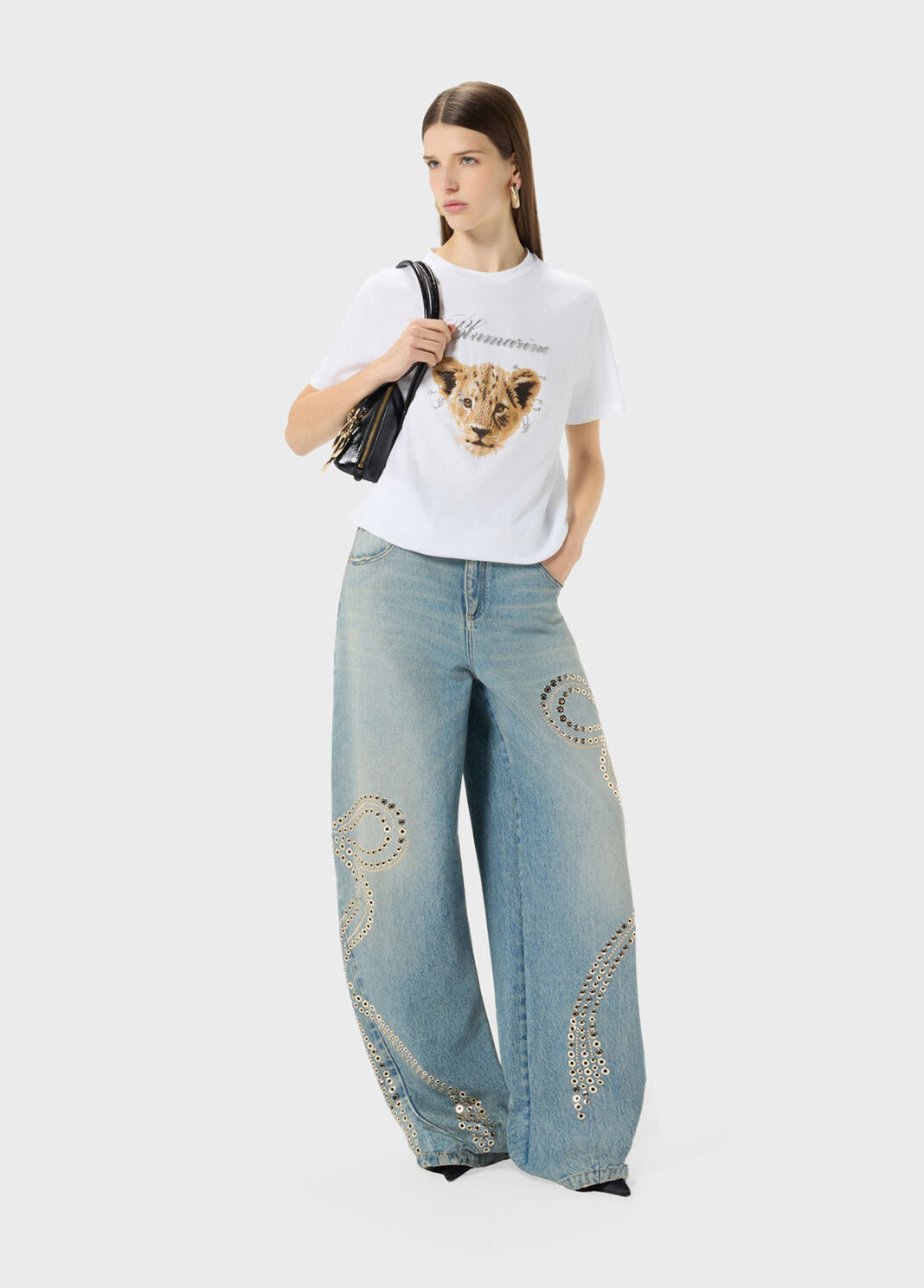 Jersey T-shirt with rhinestone embroidery with small decorations  Blumarine - large image number 3