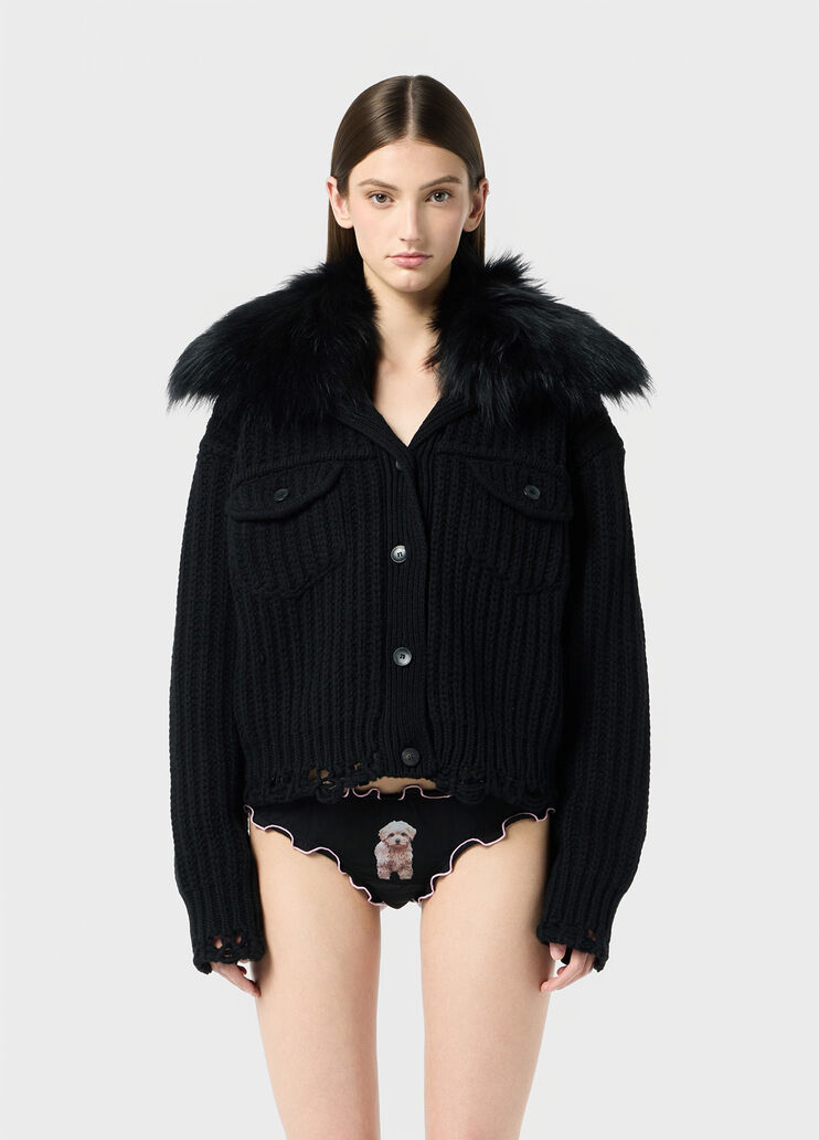 Strickjacke aus wolle mit pelzkragen  Blumarine - medium