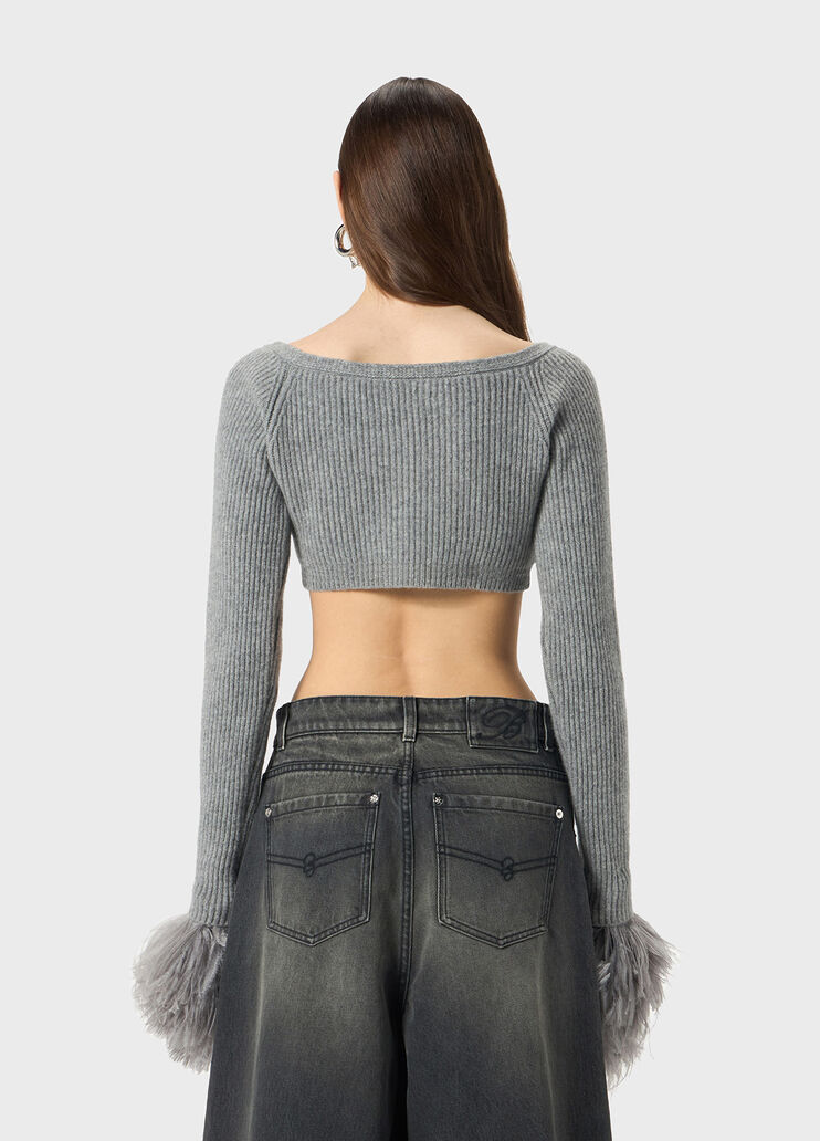 Wool cardigan with feathers  Blumarine - large image number 1