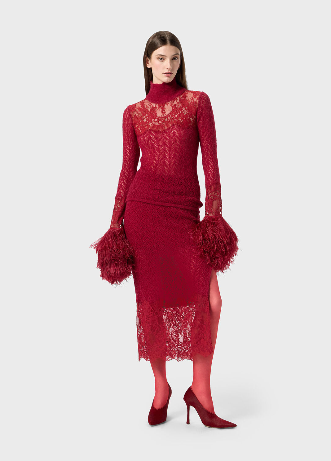 Lace and marabou feather overlay sweater  Blumarine - large image number 3