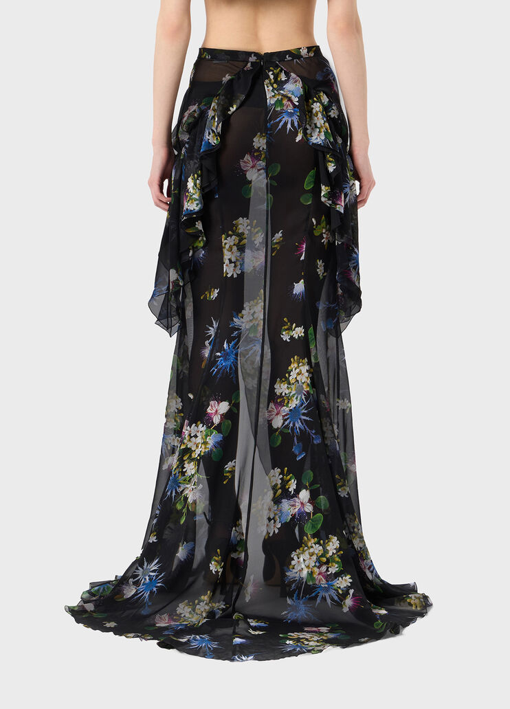 Silk chiffon printed skirt with ruffles  Blumarine - large image number 1