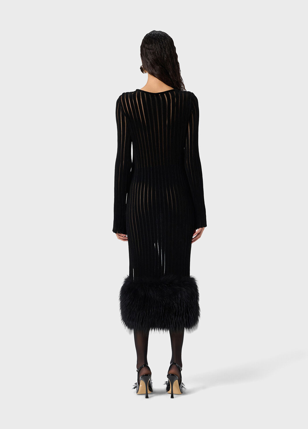 Midi knit dress with fur  Blumarine - large image number 1