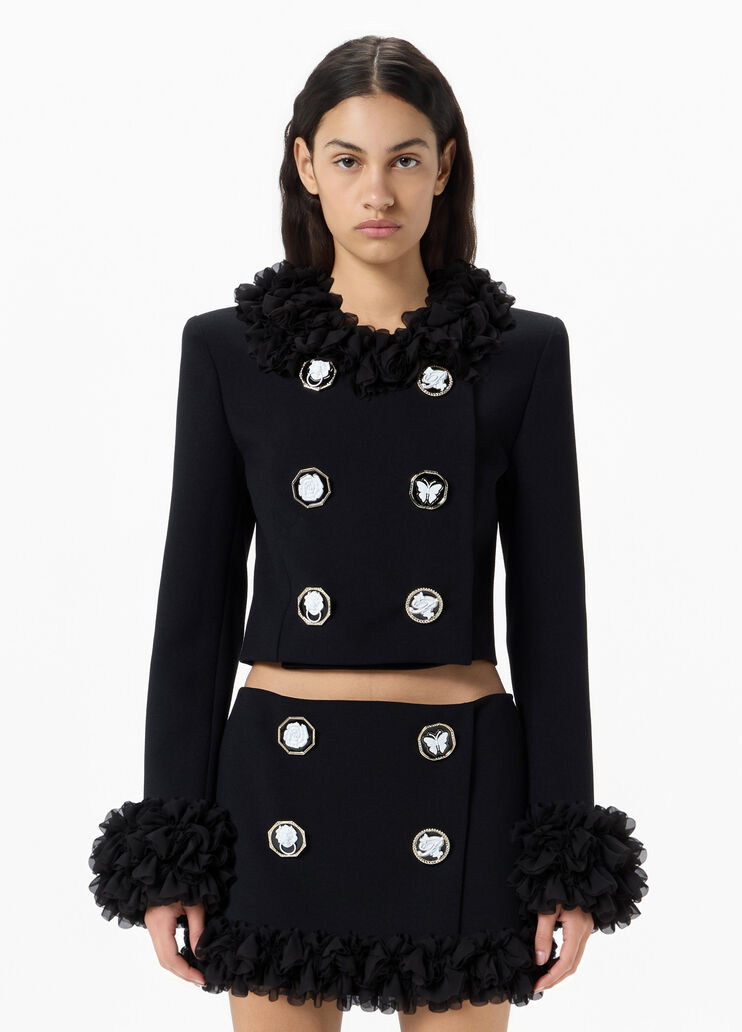 Kurzer Cady-Cr&ecirc;pe-Rock mit Schmuckkn&ouml;pfen  Blumarine - medium