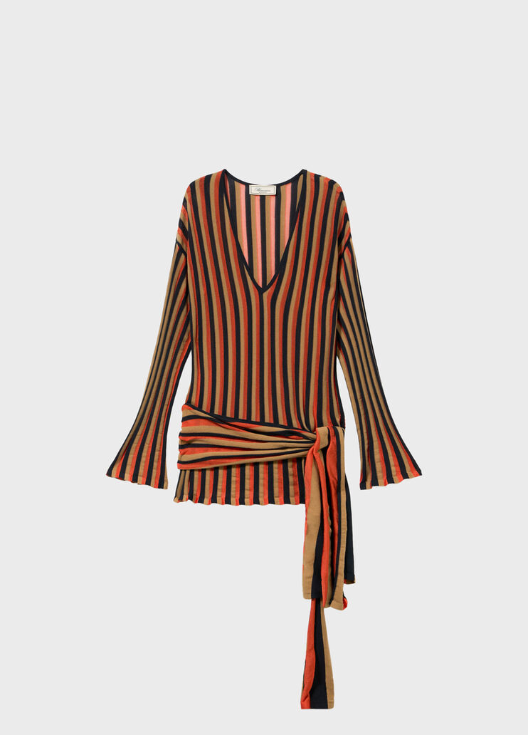 Short striped knit dress with sash belt  Blumarine - medium