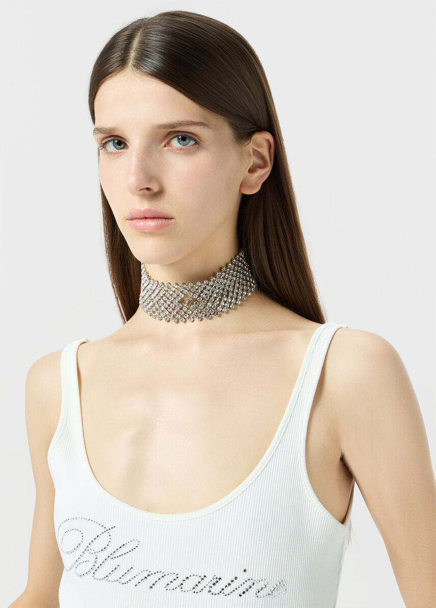 Metal choker with stones and monogram - Blumarine