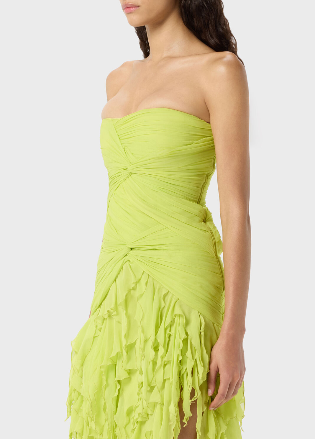 Long georgette dress with twisted bodice and ruffles  Blumarine - large image number 2