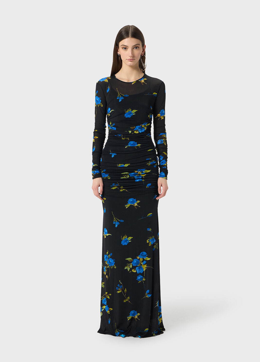 Long second skin jersey dress with rose print  Blumarine - large image number 0