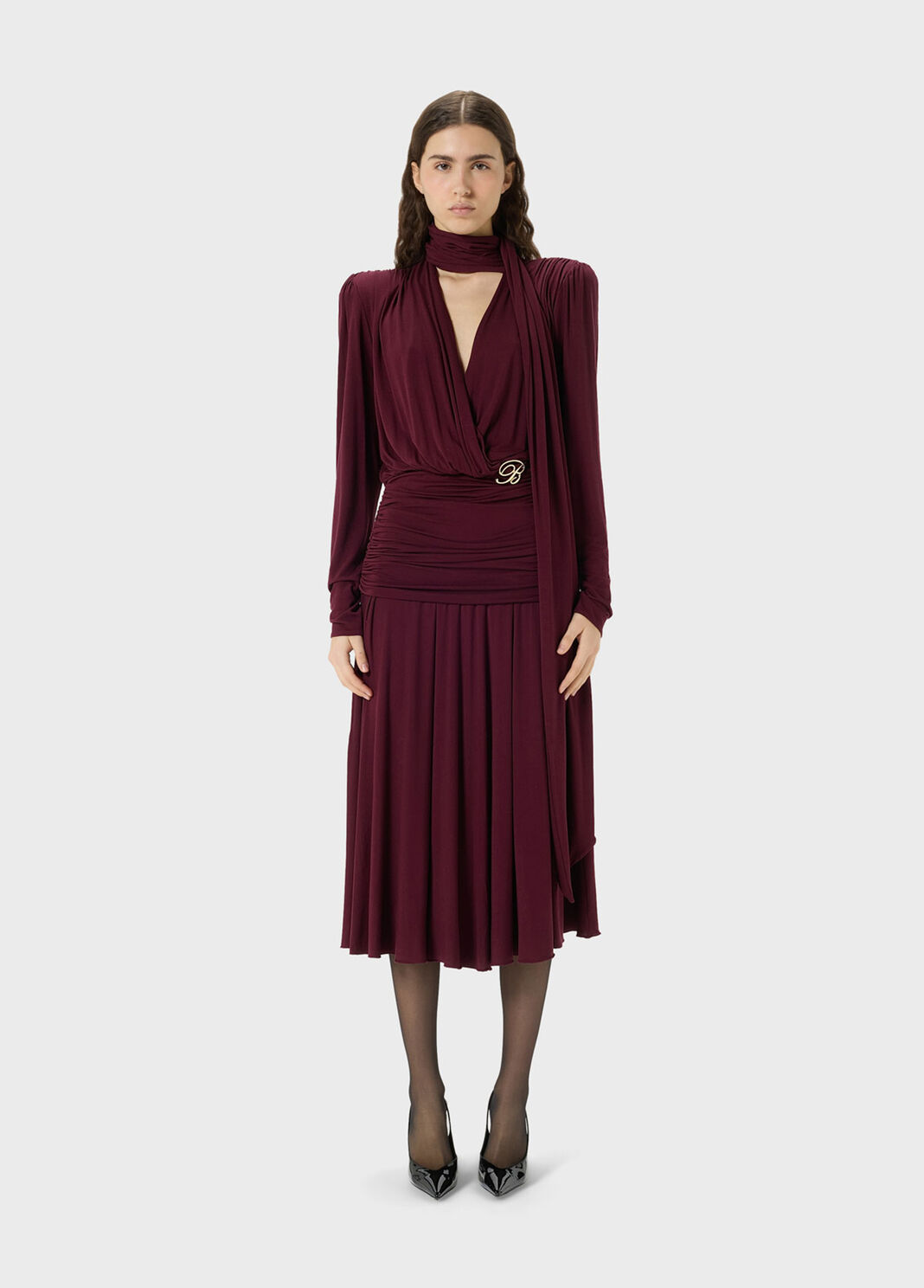 Jersey midi dress with stole and draping  Blumarine - large image number 0