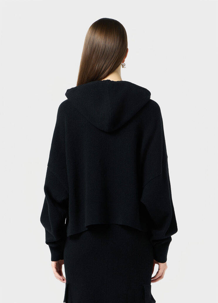 Wool hooded sweater with rhinestone logo  Blumarine - large image number 1