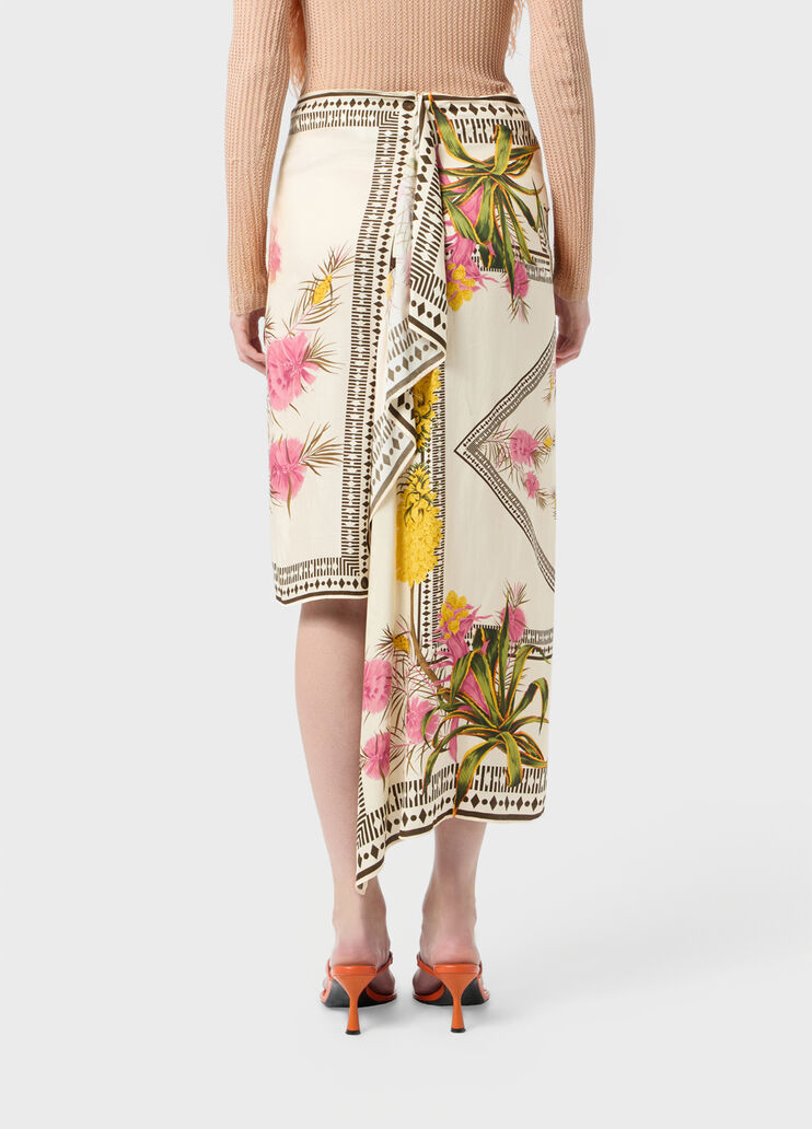 Asymmetrical twill sarong skirt with foulard print  Blumarine - large image number 1