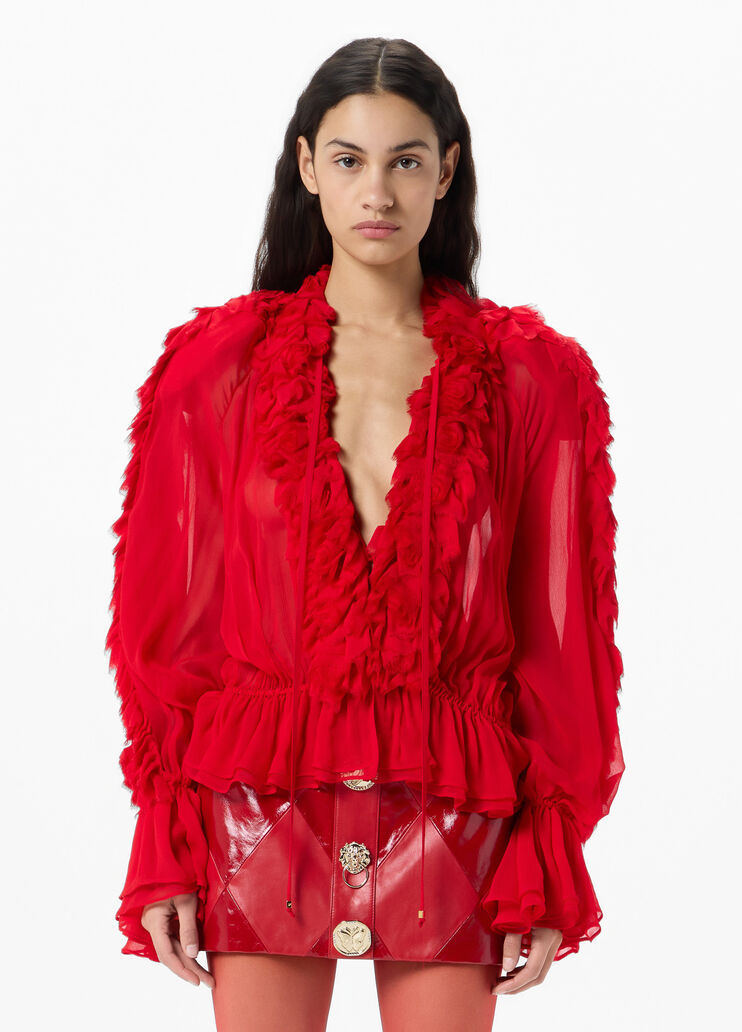 Chemise en mousseline &agrave; volant et ruch&eacute;s  Blumarine - medium