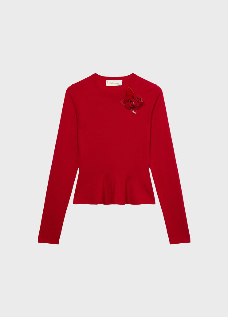 Jumper with patent leather brooch and undulated hem  Blumarine - medium