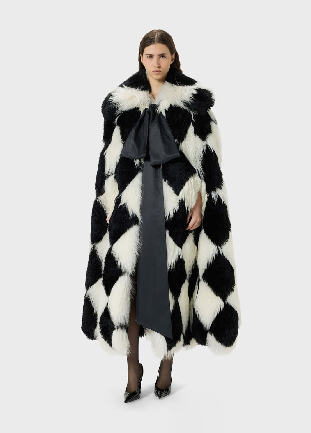 Two-tone intarsia fur cape with bow  Blumarine - large image number 3