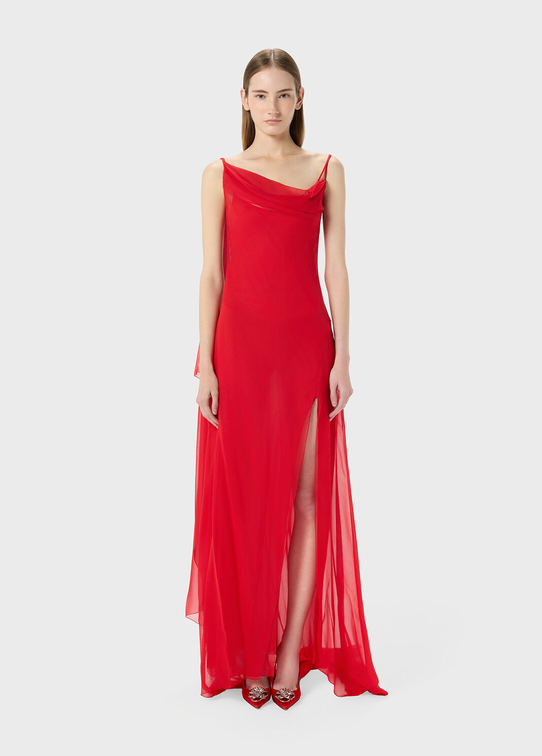 Long georgette silk dress with slit  Blumarine - large image number 0