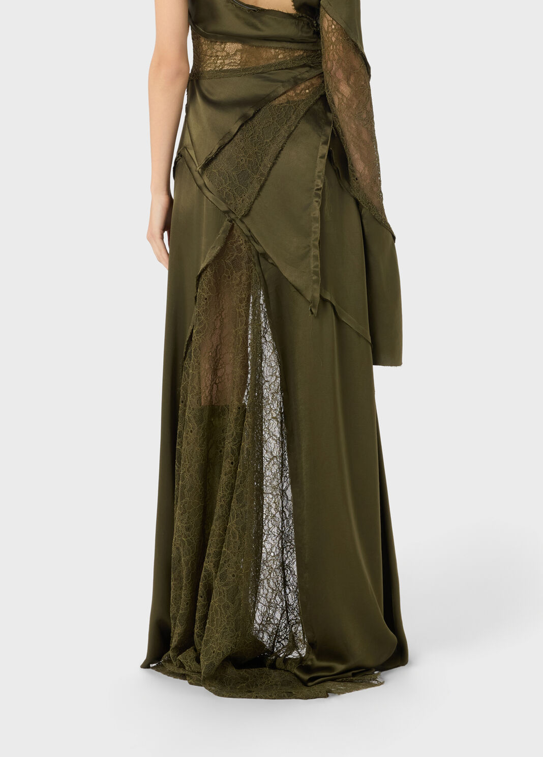 Falda larga de sat&eacute;n y encaje Chantilly  Blumarine - large image number 1