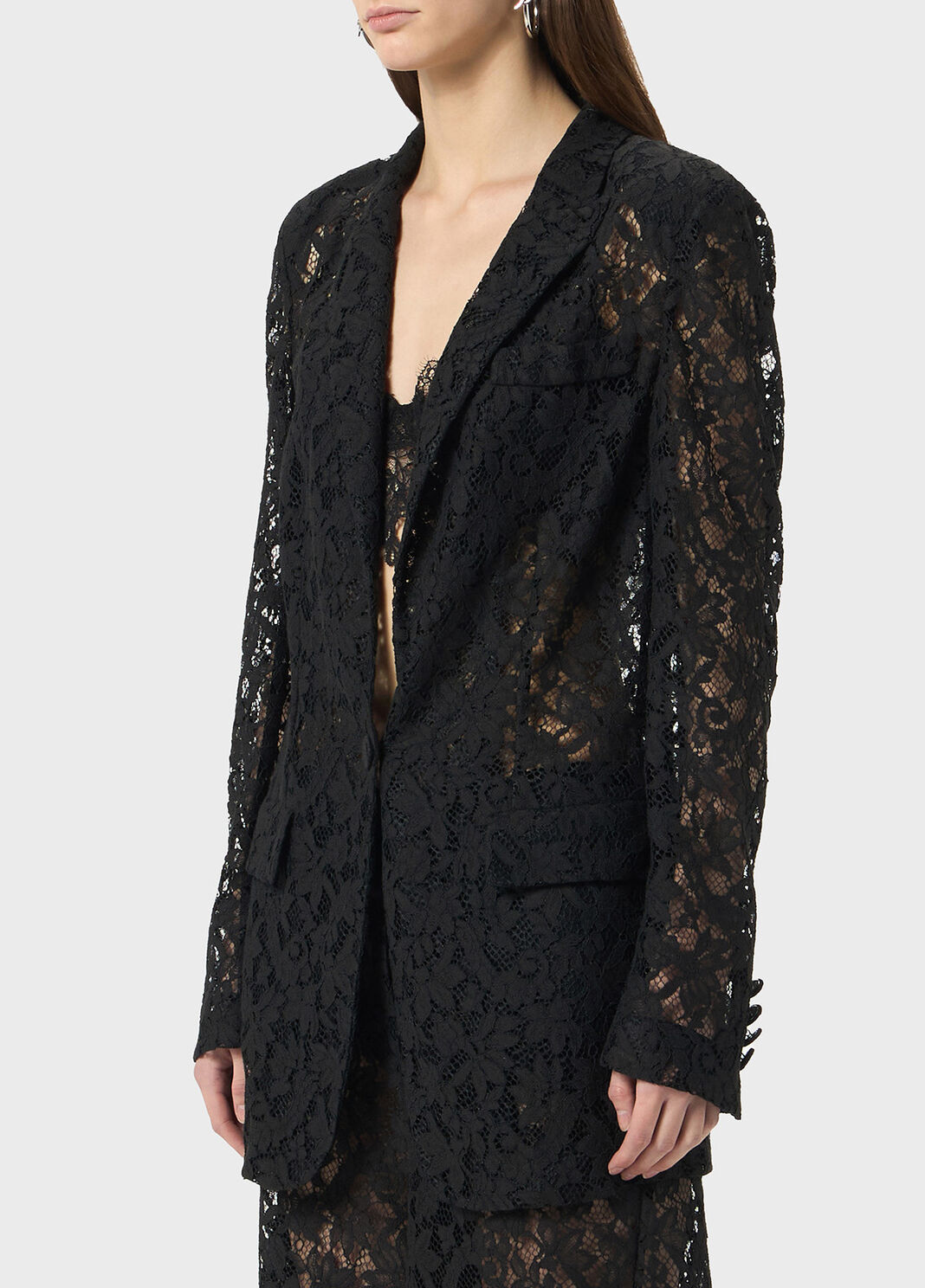 Single-breasted jacket in r&eacute;brod&eacute; lace  Blumarine - large image number 2