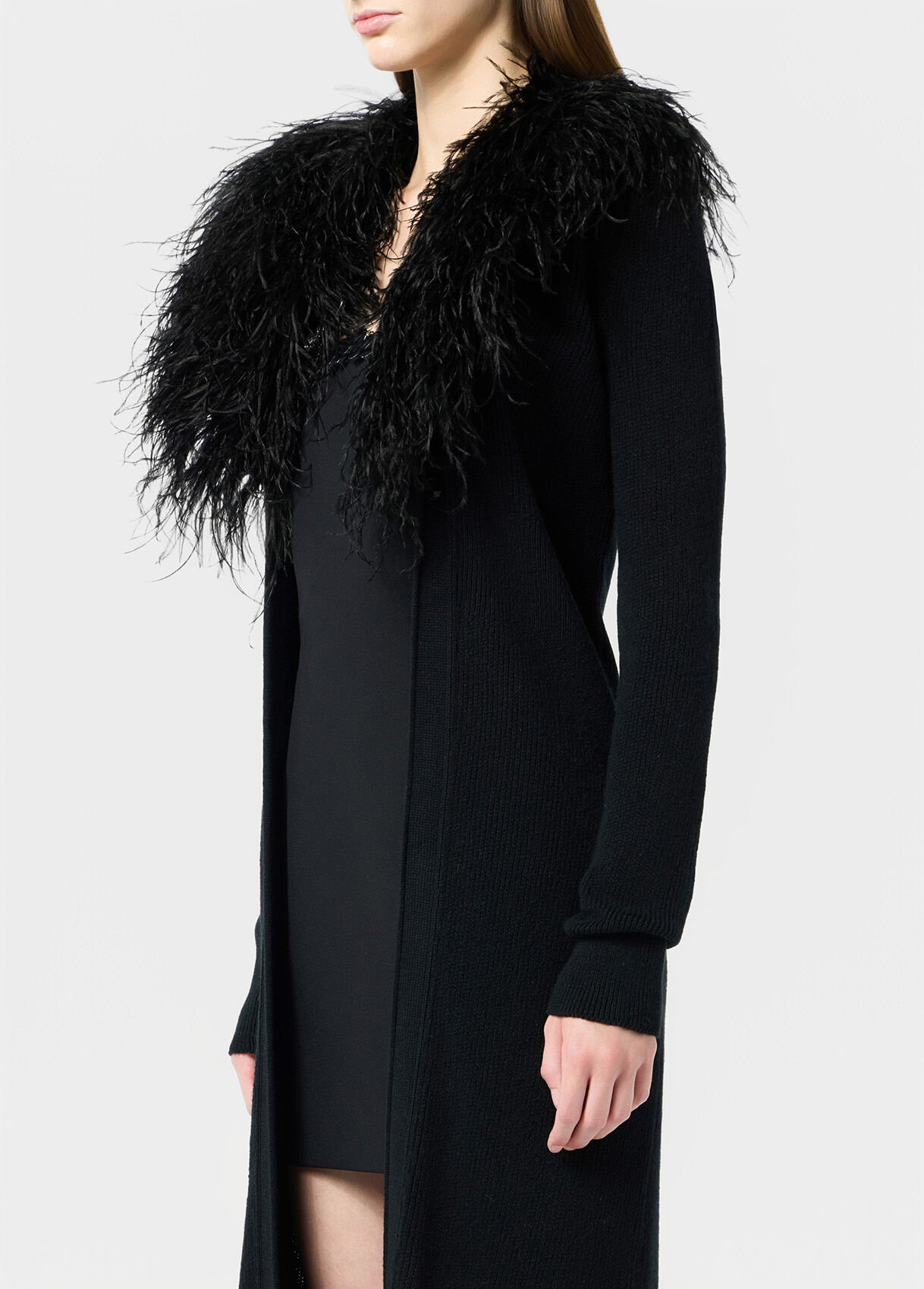 Long cardigan with faux fur collar - Blumarine