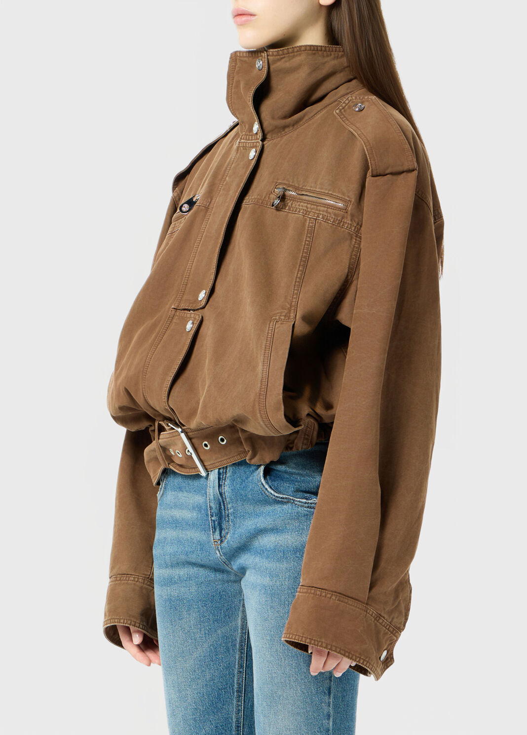 Canvas biker jacket with belt  Blumarine - large image number 2