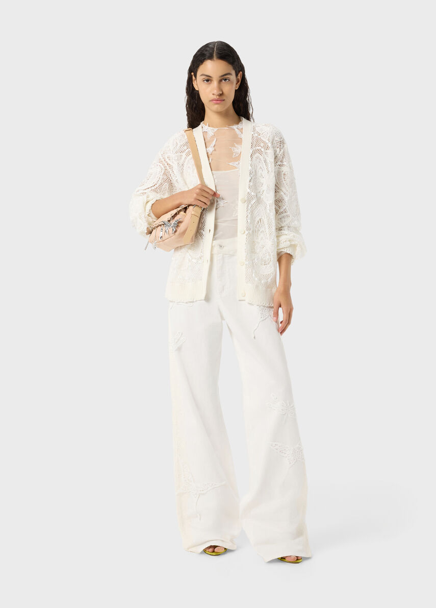 Lace Point Butterfly Cardigan with Satin Trimmings - Blumarine