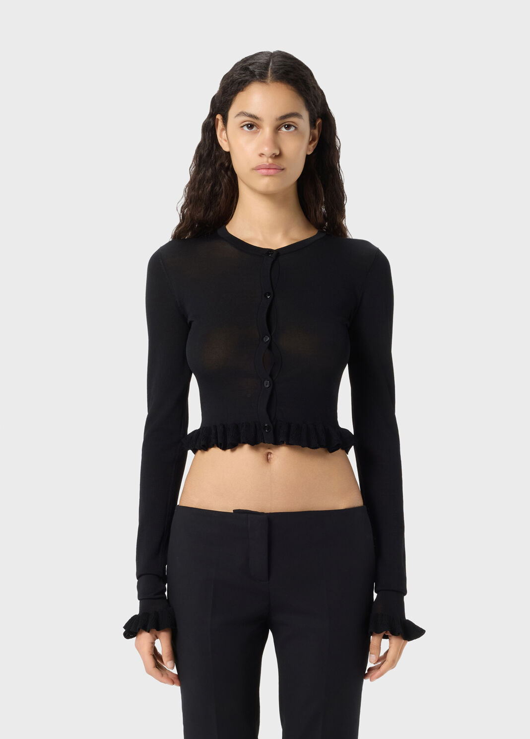 Cropped cardigan with ruffles  Blumarine - large image number 0