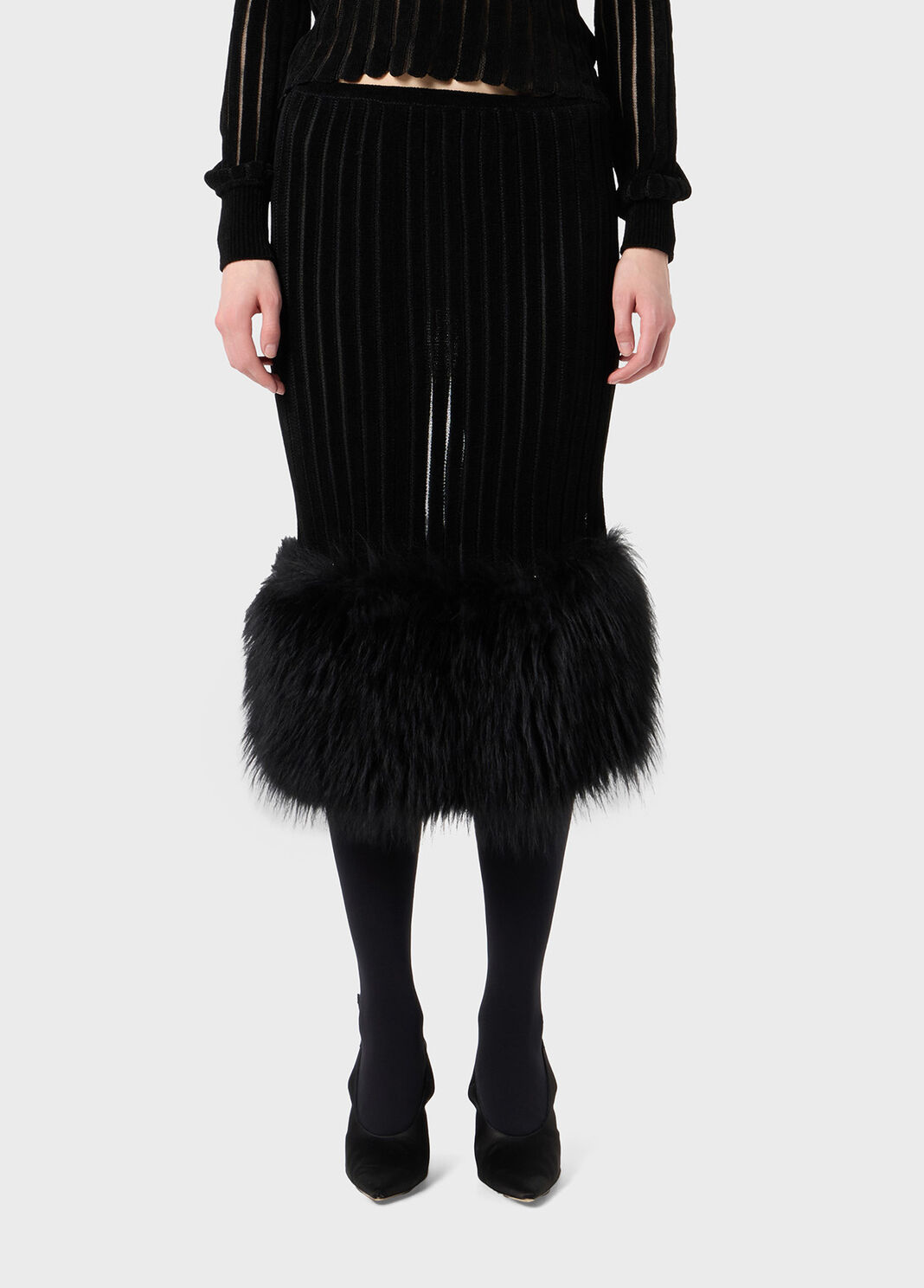 Knit midi skirt with fur  Blumarine - large image number 0