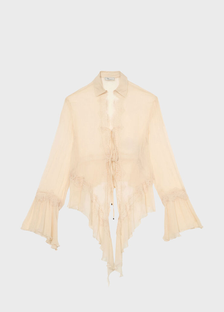 Crepe de chine and lace asymmetrical shirt  Blumarine - medium
