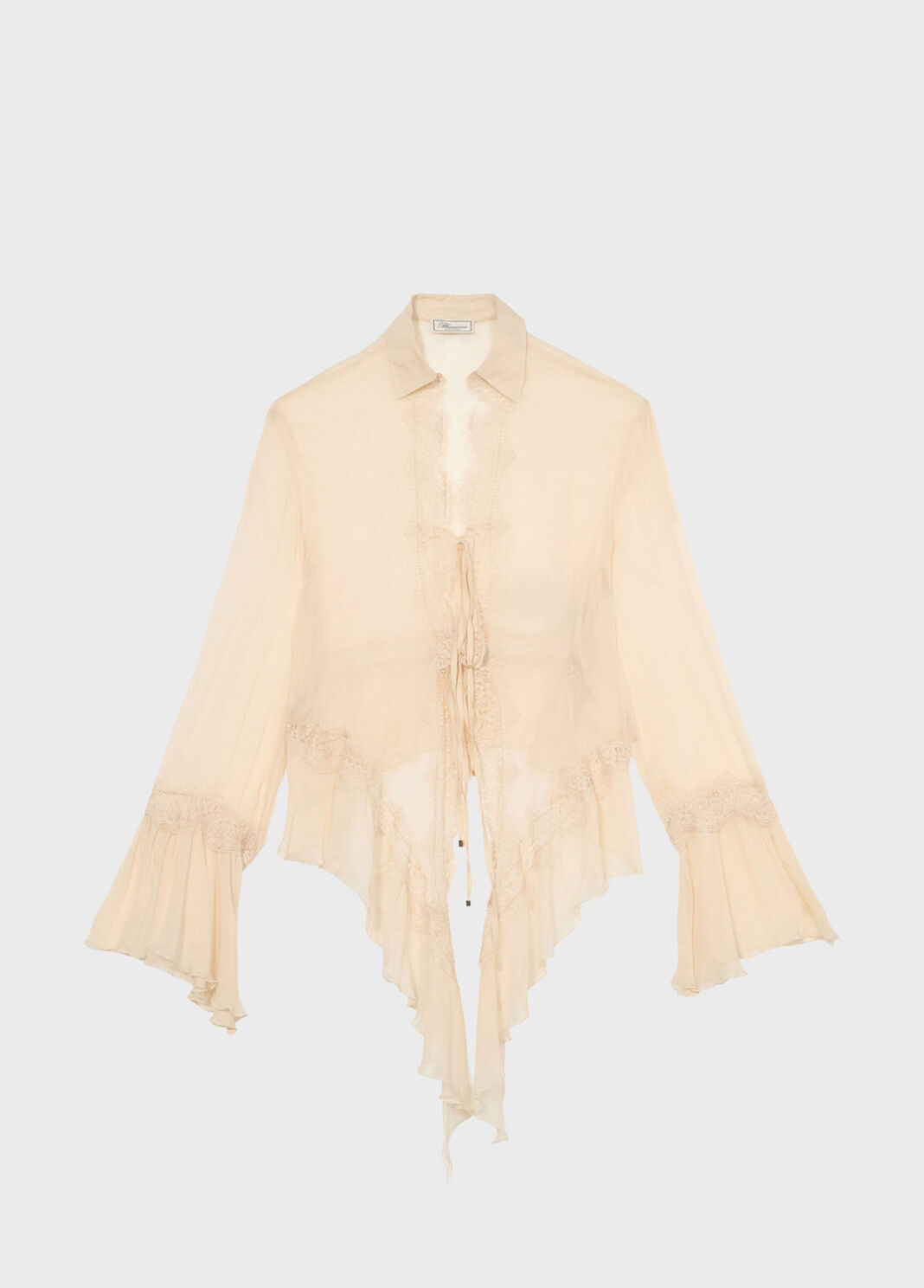 Crepe de chine and lace asymmetrical shirt  Blumarine - large image number 4