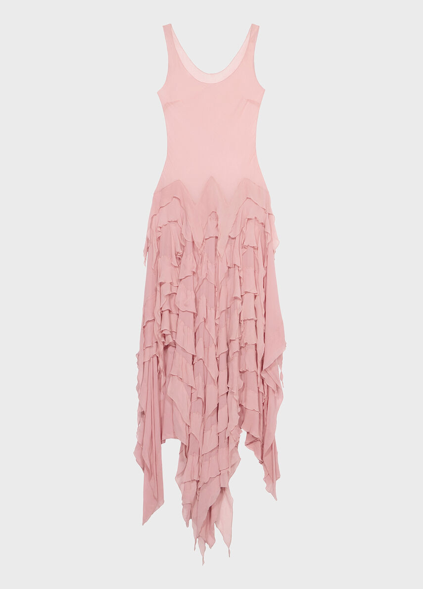 Long georgette dress with ruffles - Blumarine