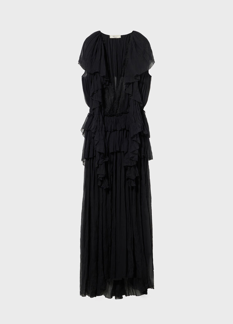 Long pleated georgette dress with lace insert  Blumarine - medium