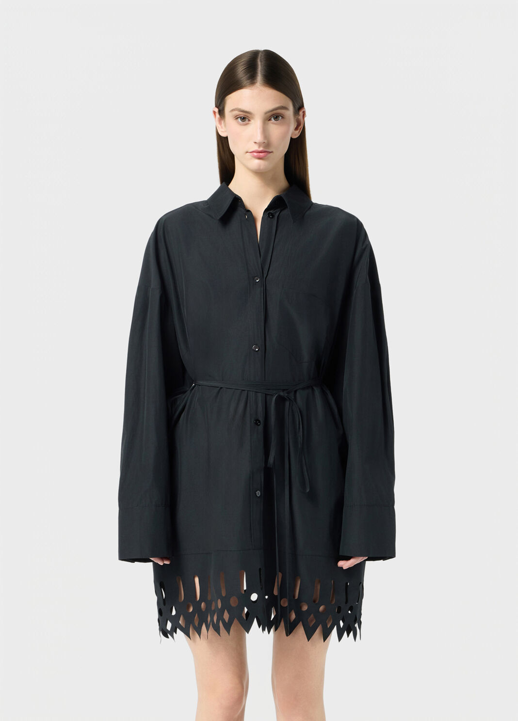 Taffeta shirt dress with openwork embroidery  Blumarine - large image number 0
