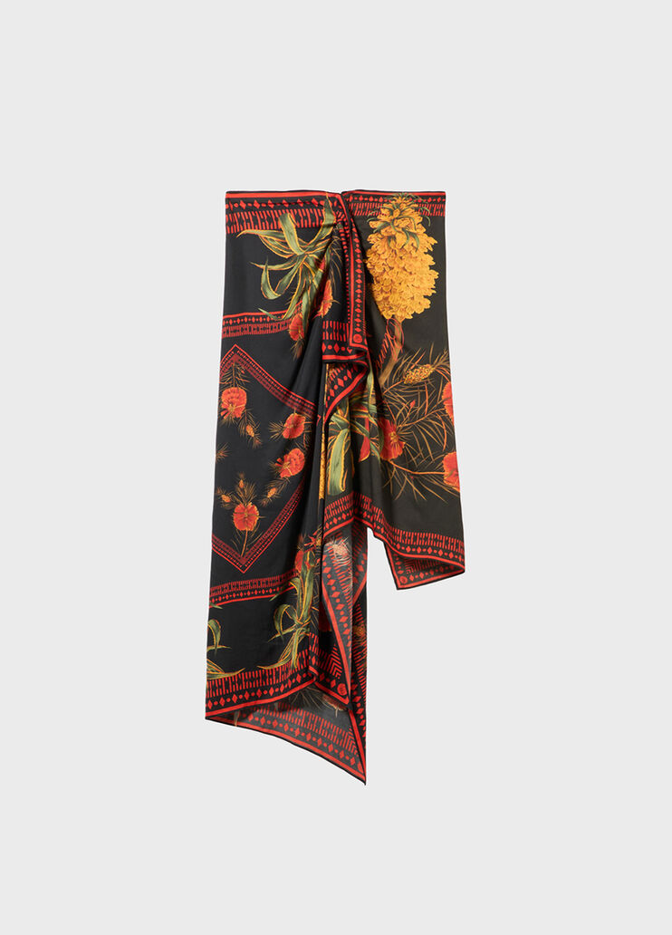 Jupe-par&eacute;o asym&eacute;trique en twill avec imprim&eacute; foulard  Blumarine - medium