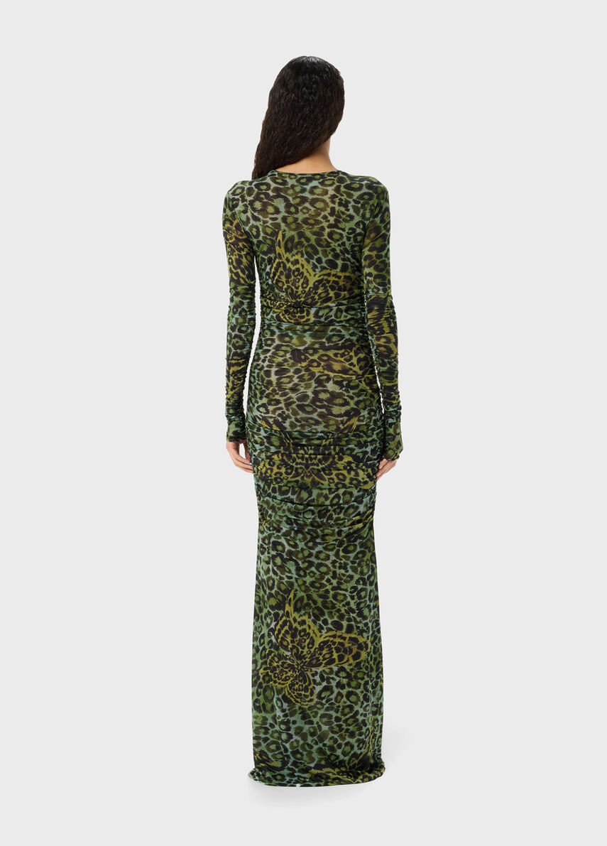 Blumarine ドレス Long jersey dress with butterfly-animal print - Blumarine