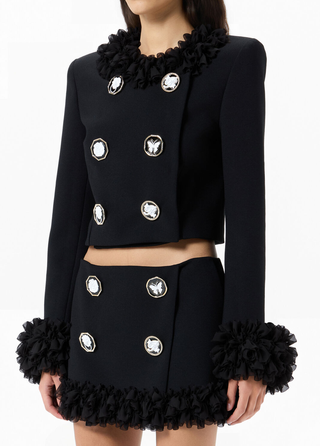 Veste crois&eacute;e en cady &agrave; boutons bijoux  Blumarine - large image number 2