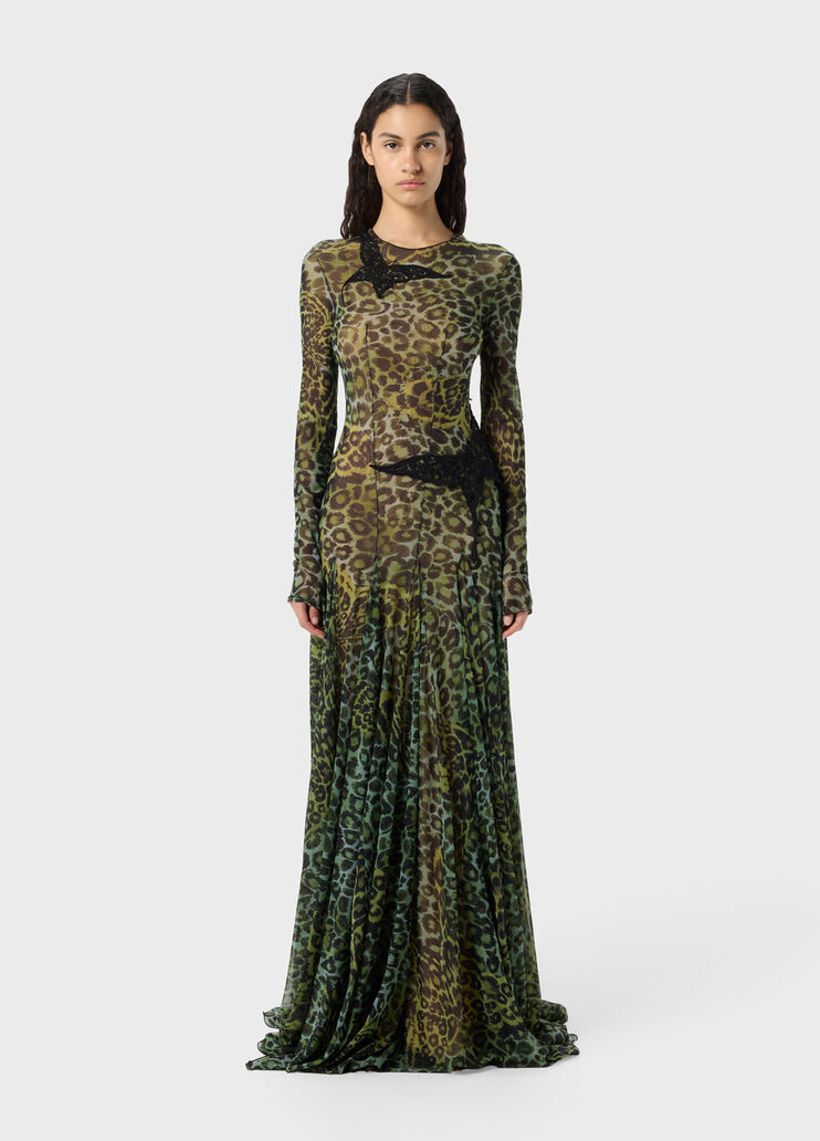 Robe en jersey imprim&eacute; avec broderie en macram&eacute;  Blumarine - medium