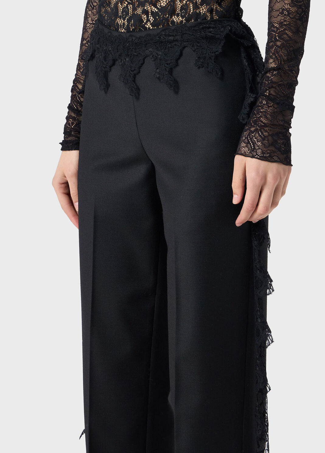 Twill pants with scalloped lace  Blumarine - large image number 2
