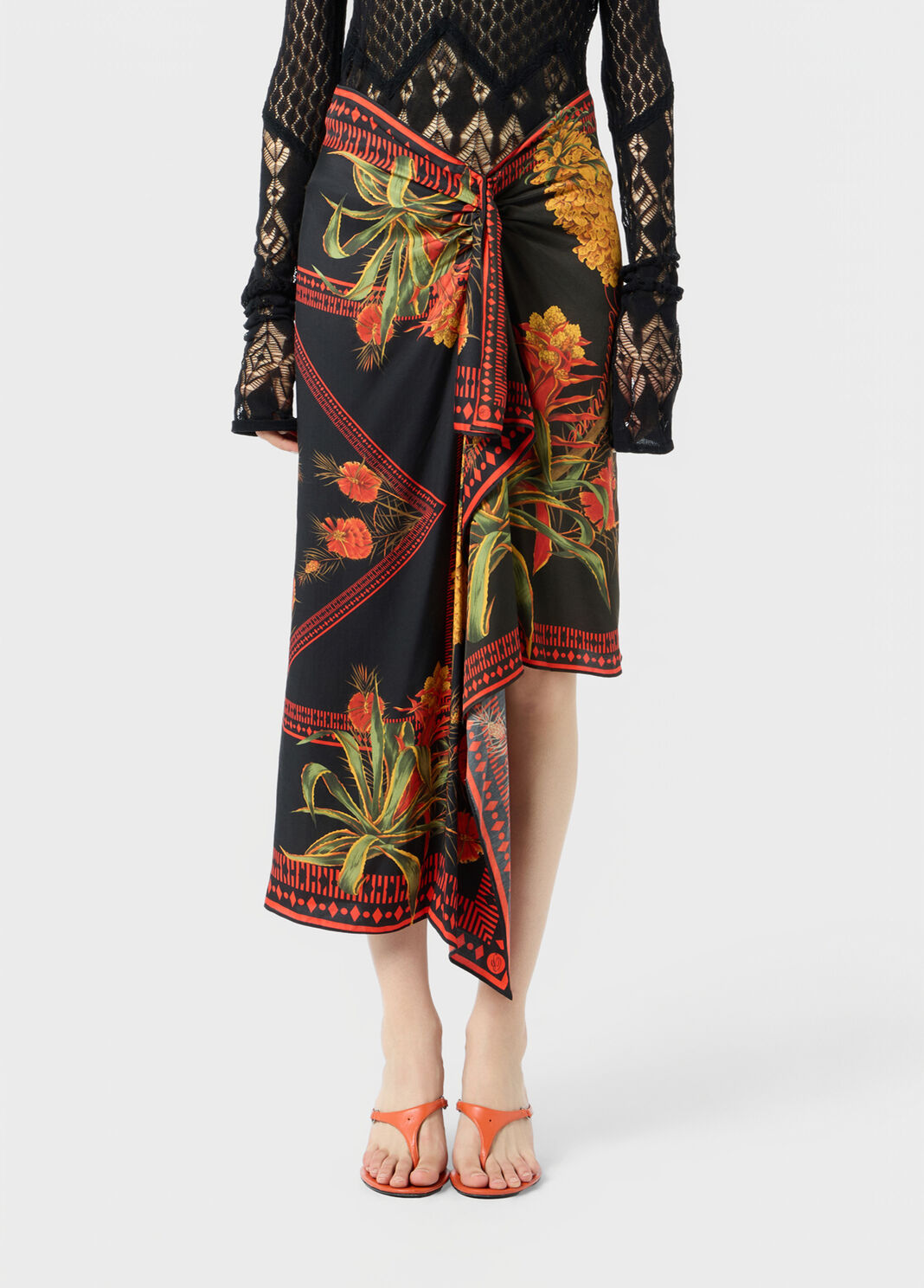 Asymmetrical twill sarong skirt with foulard print  Blumarine - large image number 0