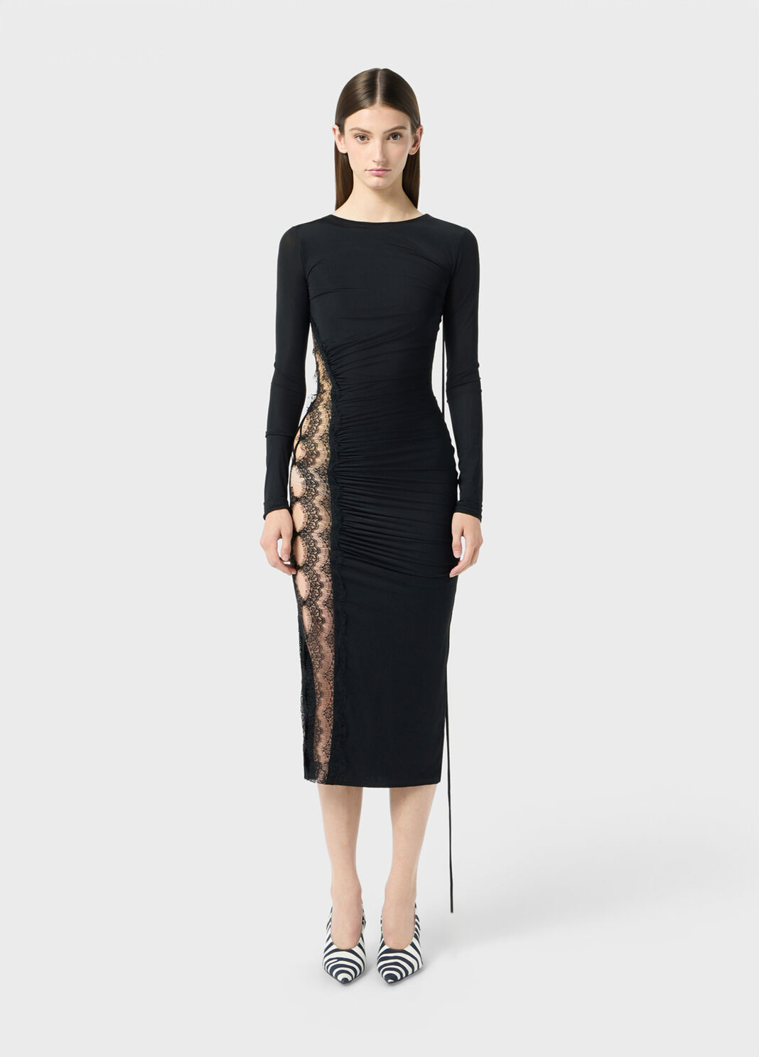 Jersey midi dress with scalloped lace inserts  Blumarine - large image number 0