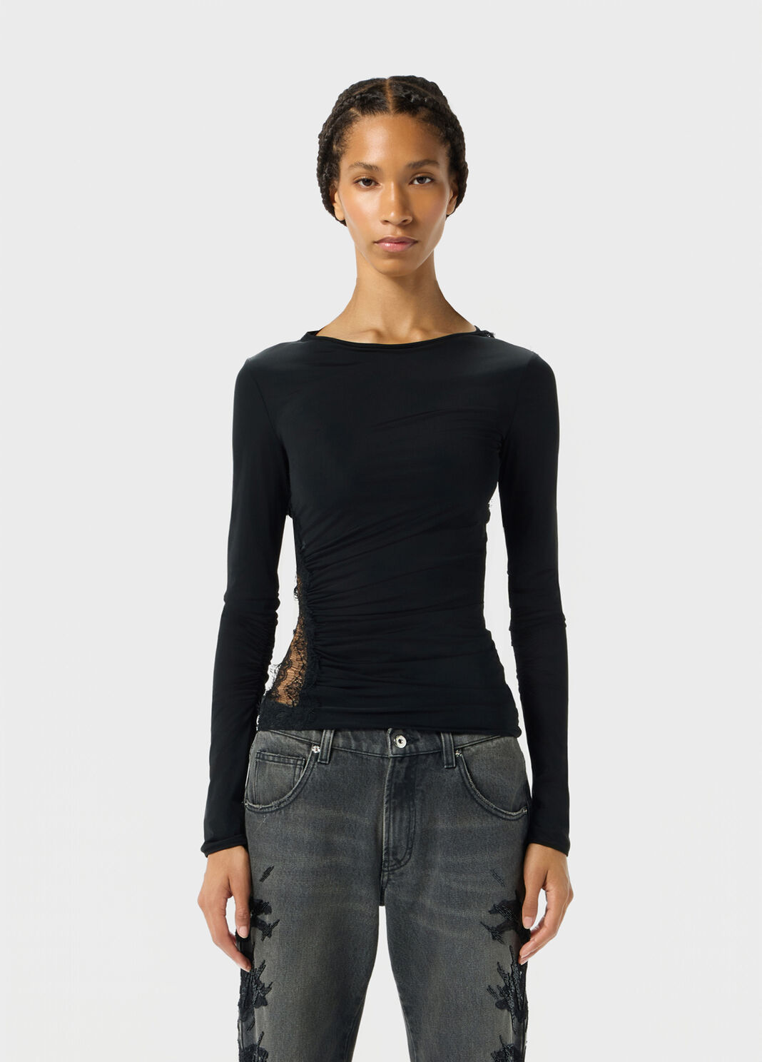 Jersey top with scalloped lace inserts  Blumarine - large image number 0