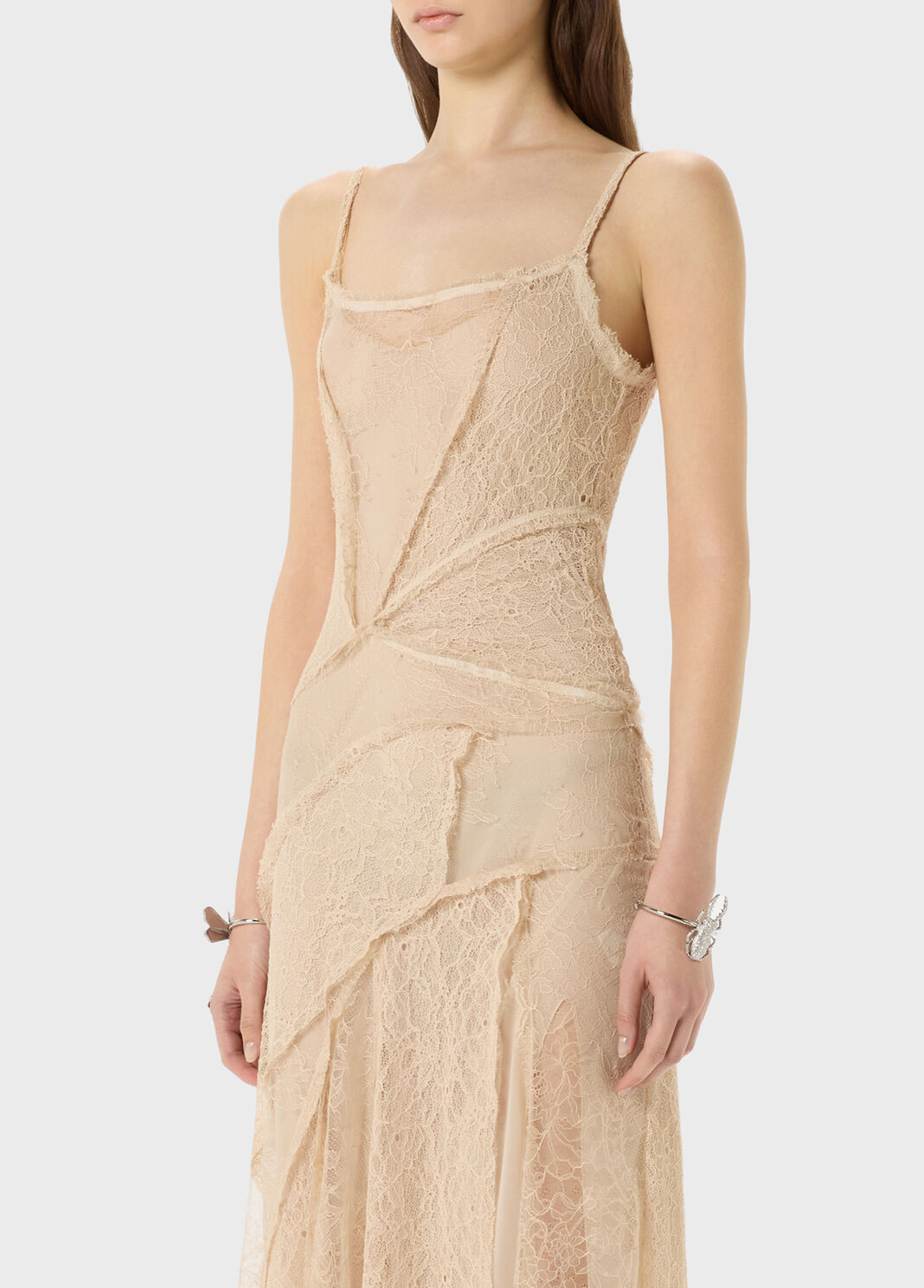 Long dress in mixed lace with patch effect  Blumarine - large image number 2