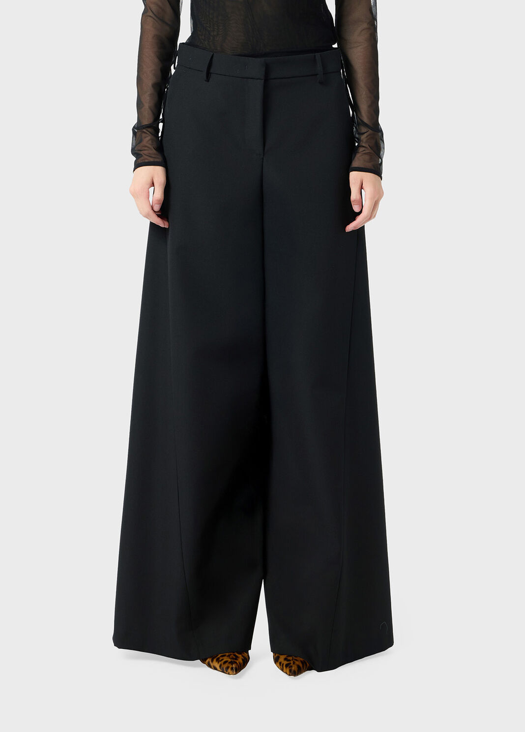 Superwide-leg pants in grain de poudre wool  Blumarine - large image number 0