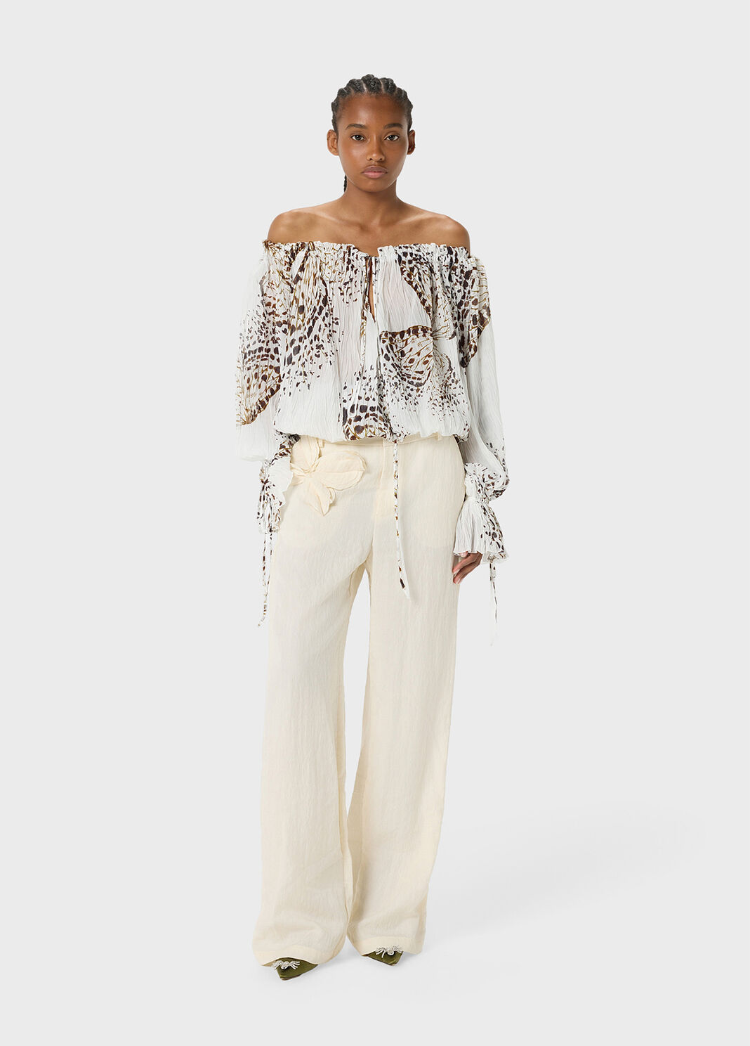 Pantalon large en gabardine avec papillon  Blumarine - large image number 3