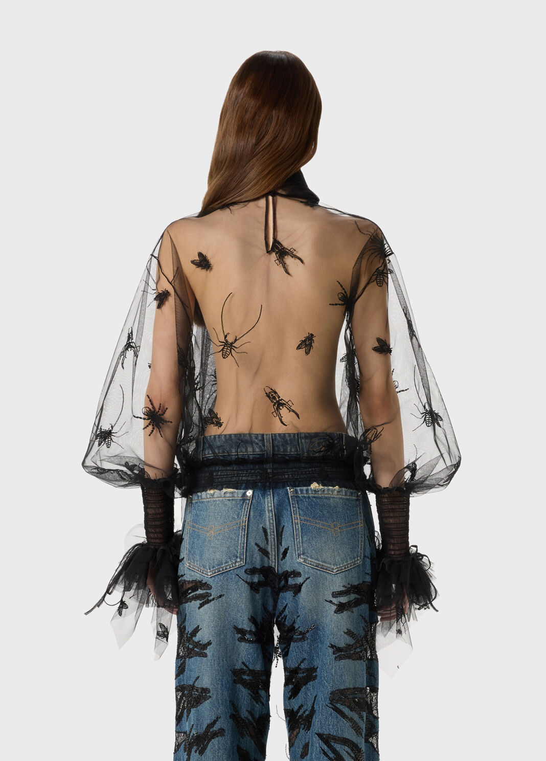 Embroidered Tulle Blouse with Stole  Blumarine - large image number 1