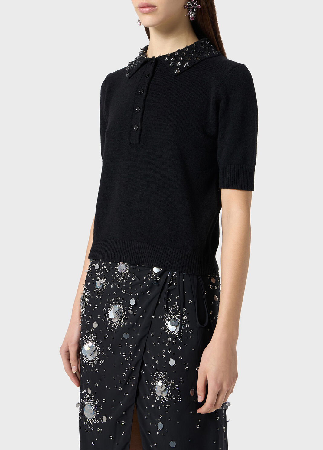 Wool polo shirt with gem embroidery  Blumarine - large image number 2