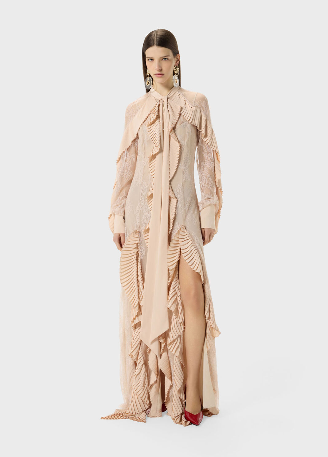 Lace shirt dress with pleated flounce  Blumarine - large image number 3