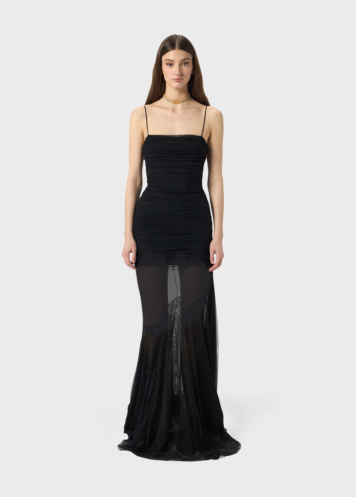 Long dress in tulle with ruffles - Blumarine