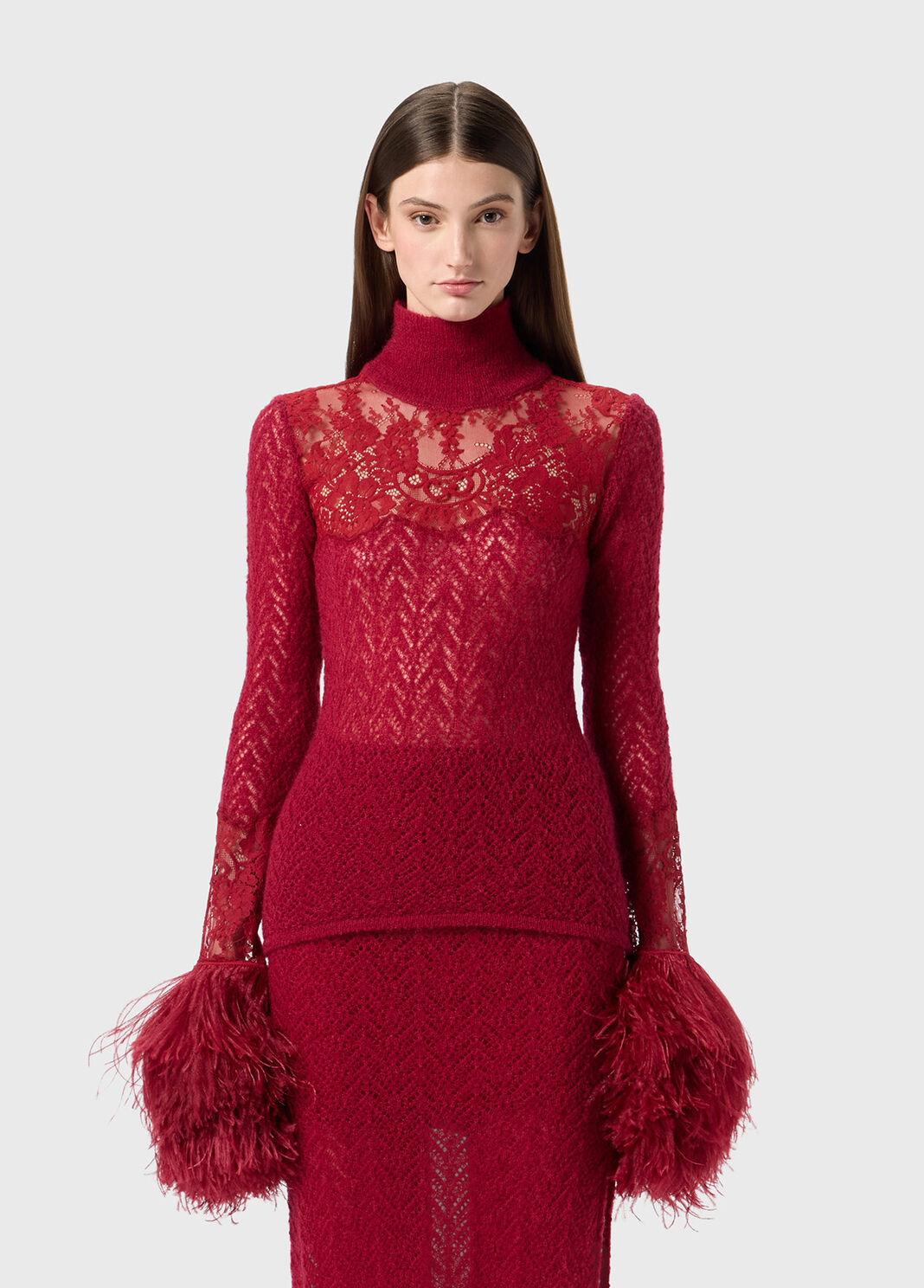 Lace and marabou feather overlay sweater  Blumarine - large image number 0