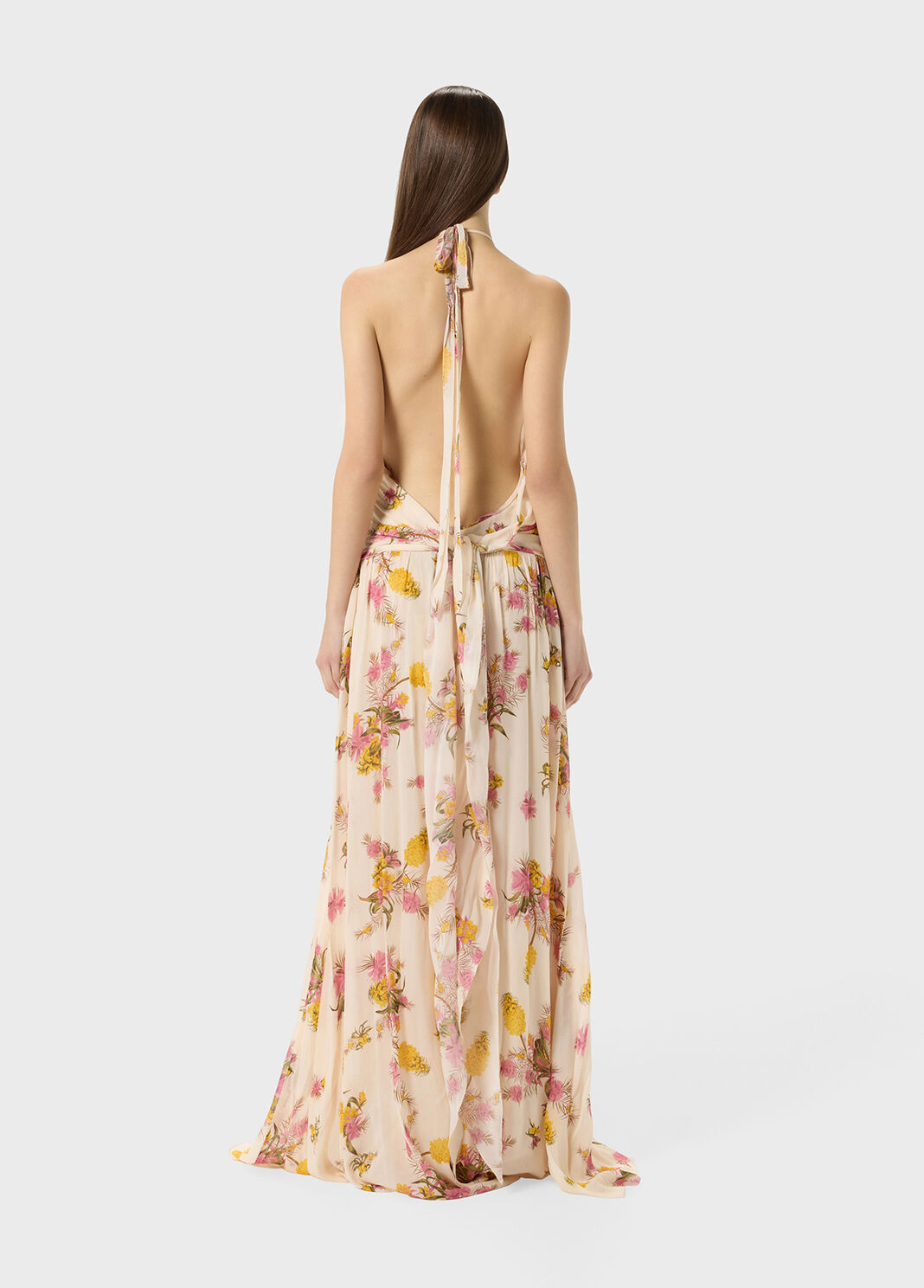 Long georgette dress with rose print  Blumarine - large image number 1