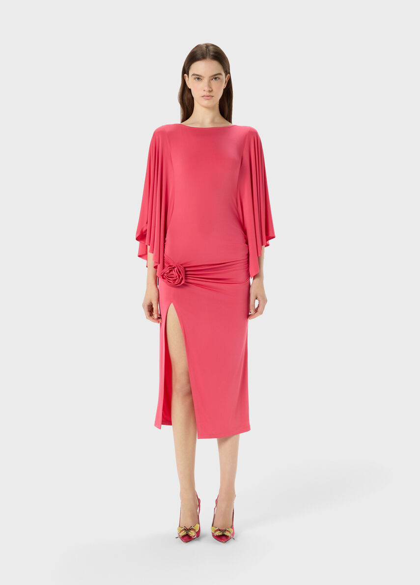 BLUMARINE - Midi jersey dress with rose, persian red, Size: 38 BLUMARINE - Midi jersey dress with rose, persian red, Size: 38