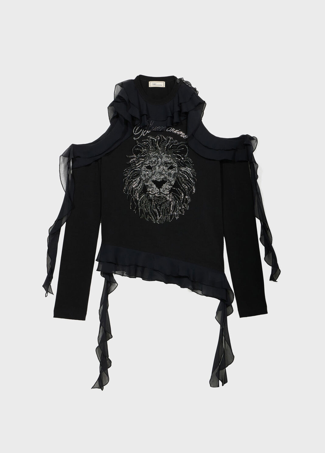 T-Shirt aus Jersey mit Volant, Logo und Strassstickerei  Blumarine - large image number 4