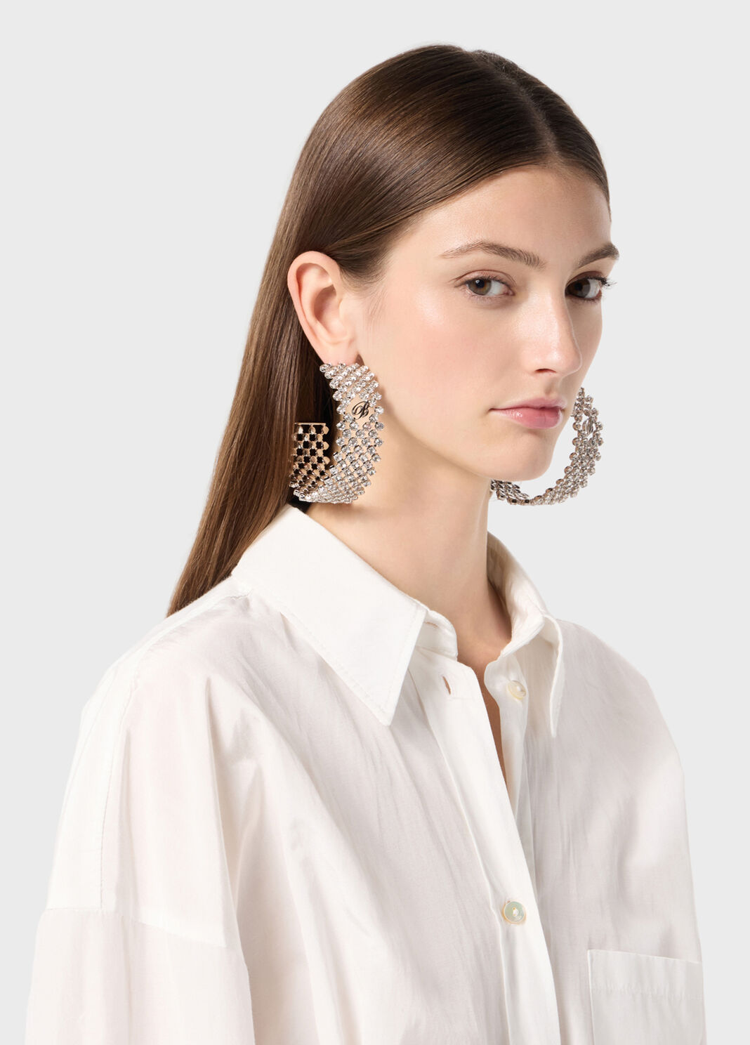 Metal earrings for pierced ears with stones and monogram  Blumarine - large image number 0